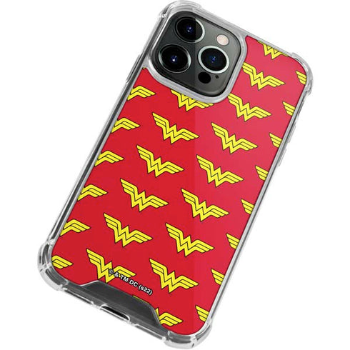 DC Comics Wonder Woman Logo Pattern iPhone 14 Pro Clear Case